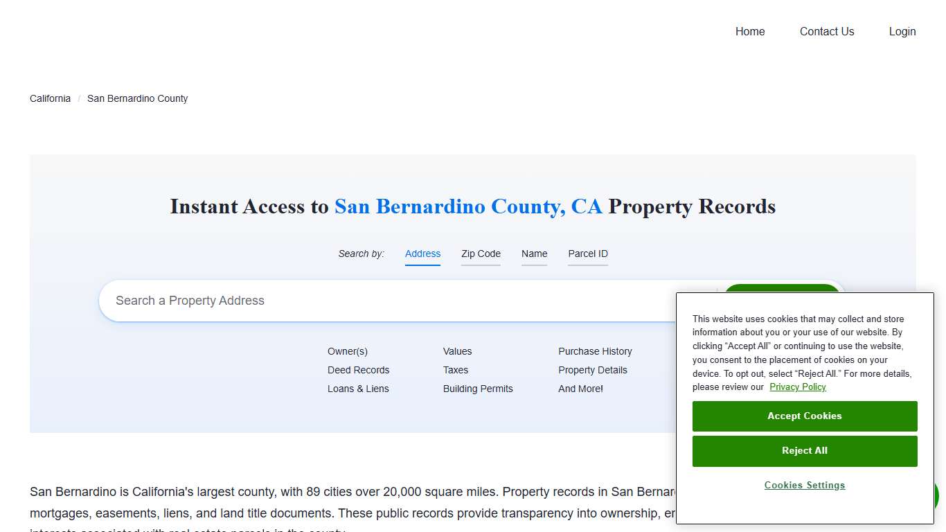 San Bernardino County Property Records | Owners, Deeds, Permits