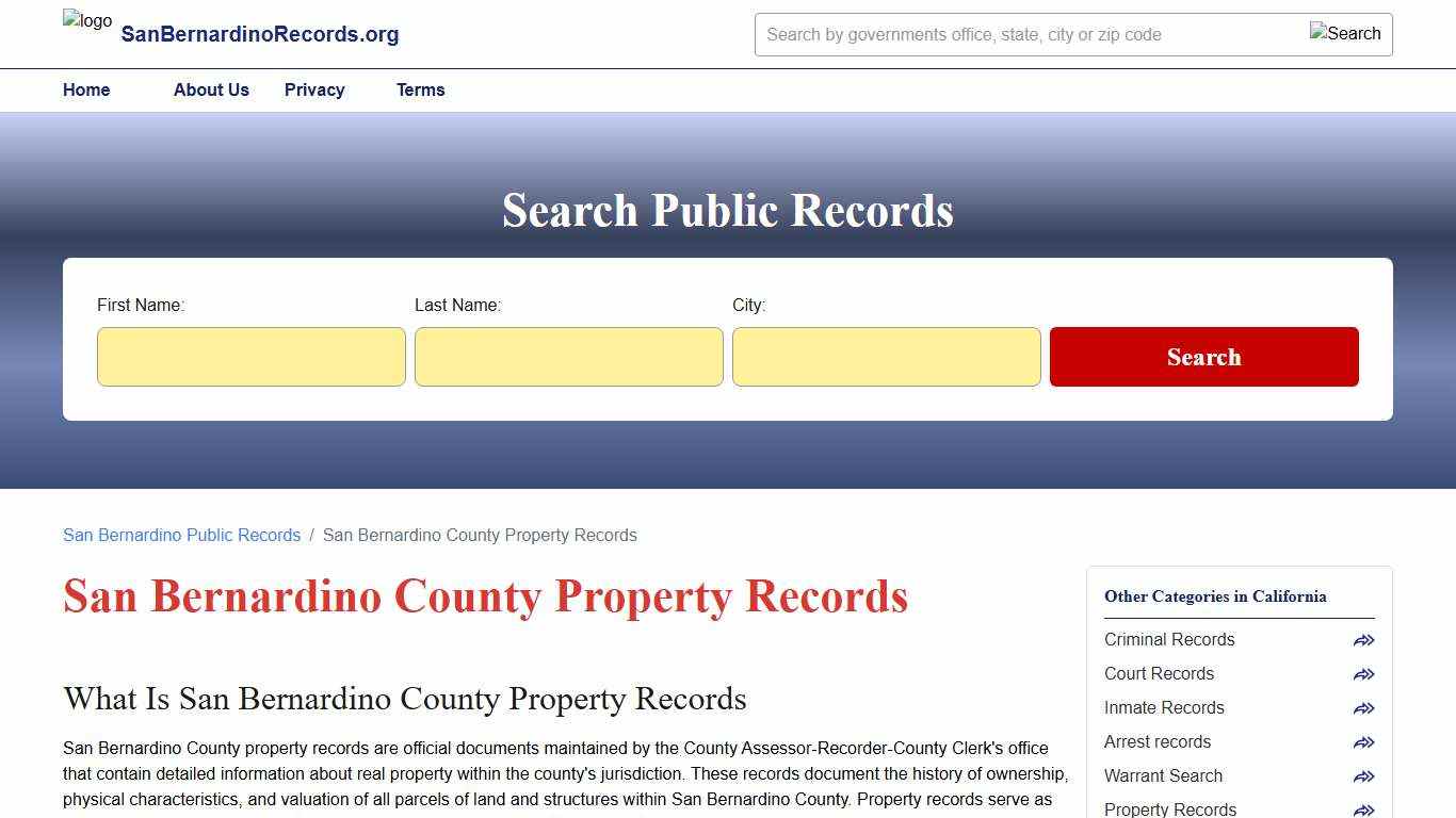 San Bernardino County, California Property Records | SanBernardinoRecords.org