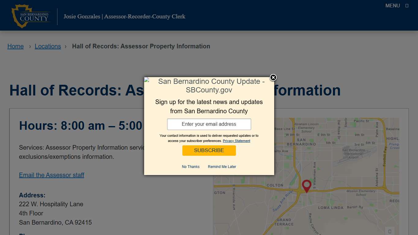 Hall of Records: Assessor Property Information – San Bernardino County Assessor