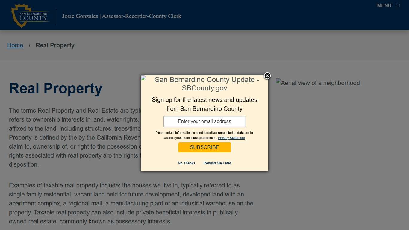 Real Property – San Bernardino County Assessor